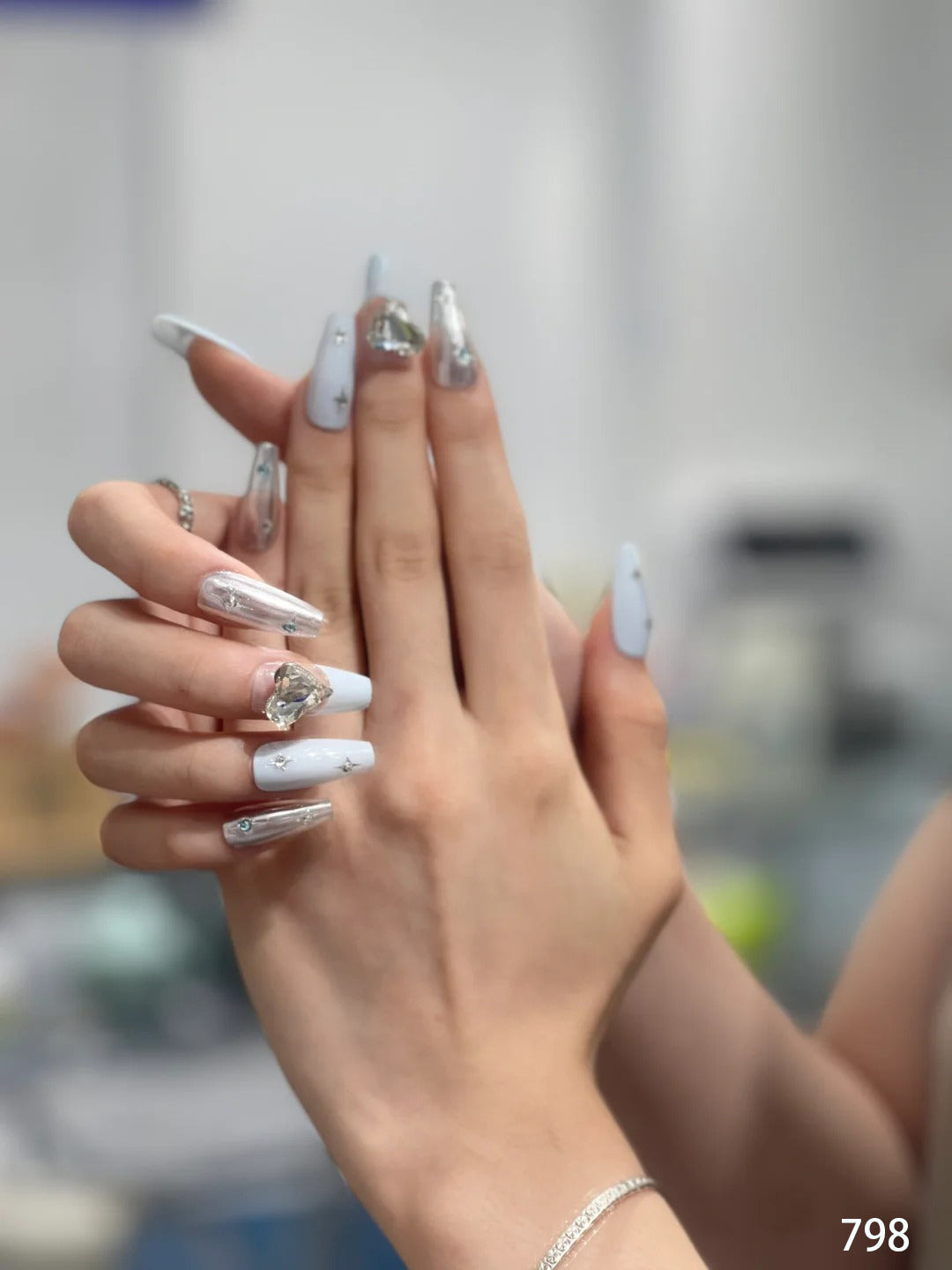 Silver stars in blue