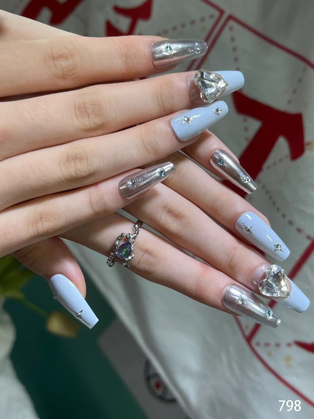 Silver stars in blue