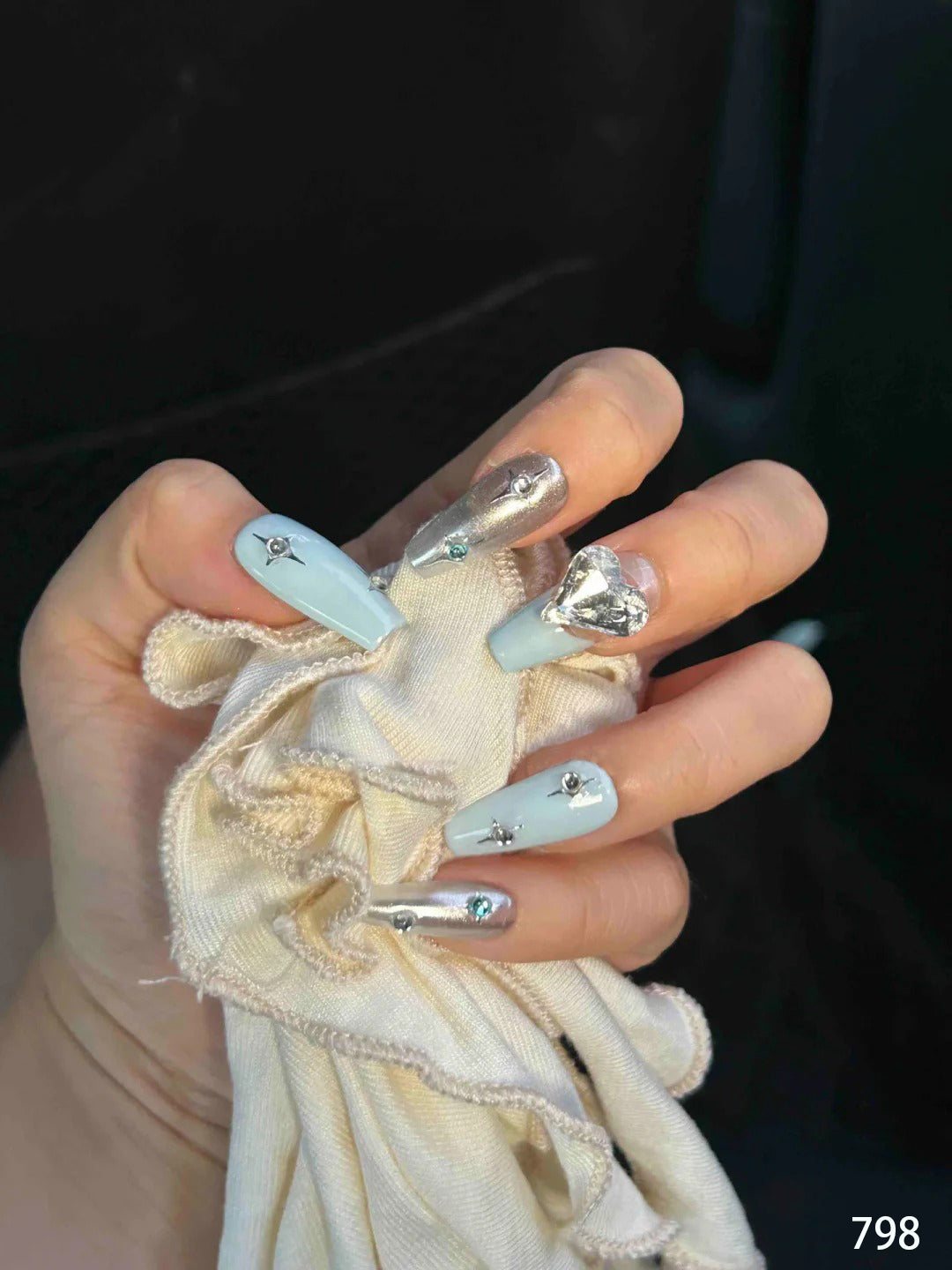 Silver stars in blue